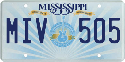 MS license plate MIV505