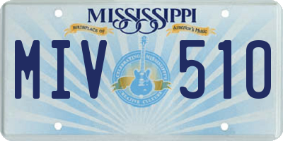 MS license plate MIV510