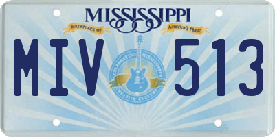 MS license plate MIV513