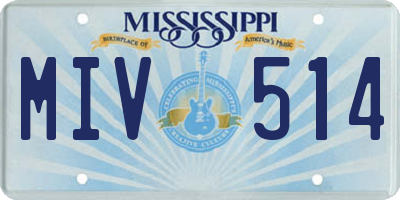 MS license plate MIV514