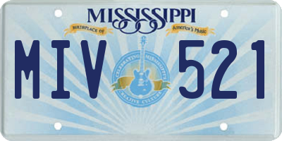 MS license plate MIV521