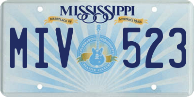 MS license plate MIV523