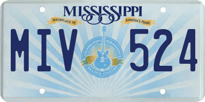 MS license plate MIV524