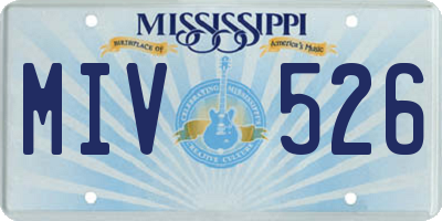 MS license plate MIV526