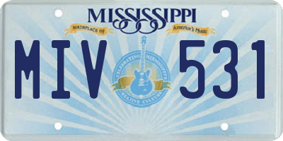 MS license plate MIV531