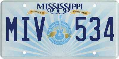 MS license plate MIV534