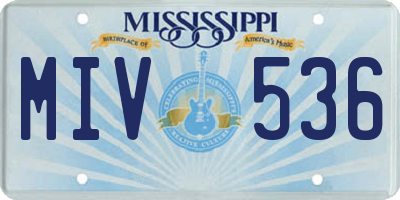 MS license plate MIV536