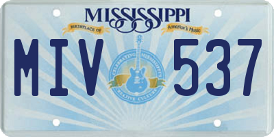 MS license plate MIV537