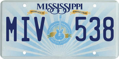 MS license plate MIV538