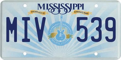 MS license plate MIV539