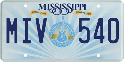 MS license plate MIV540