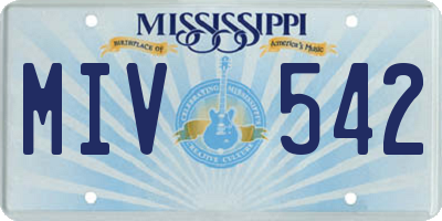 MS license plate MIV542
