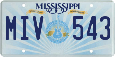 MS license plate MIV543