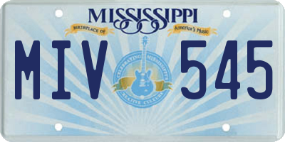 MS license plate MIV545