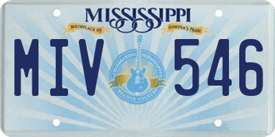 MS license plate MIV546