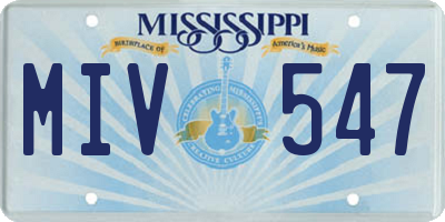 MS license plate MIV547