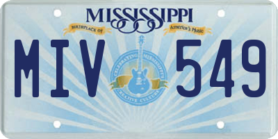 MS license plate MIV549