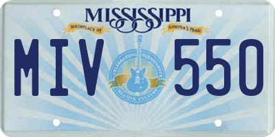 MS license plate MIV550