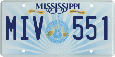 MS license plate MIV551
