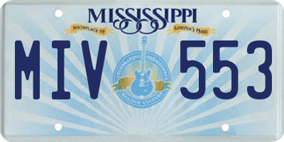 MS license plate MIV553