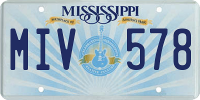 MS license plate MIV578