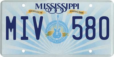 MS license plate MIV580
