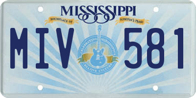 MS license plate MIV581