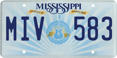 MS license plate MIV583