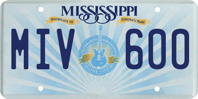 MS license plate MIV600