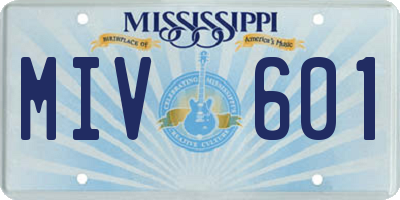 MS license plate MIV601