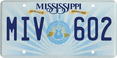 MS license plate MIV602