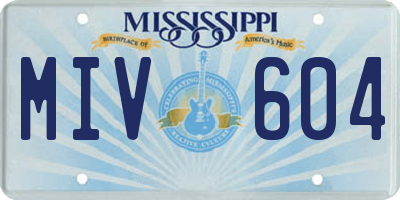 MS license plate MIV604