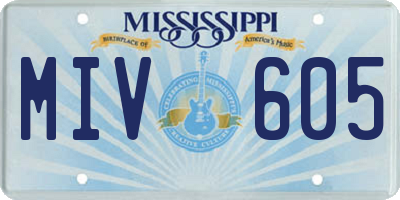 MS license plate MIV605