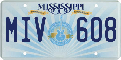 MS license plate MIV608