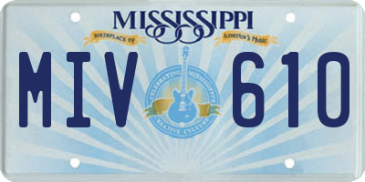 MS license plate MIV610