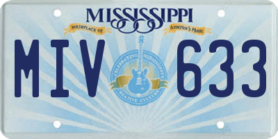 MS license plate MIV633