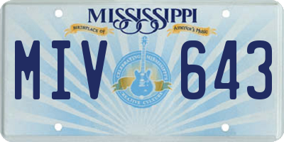 MS license plate MIV643
