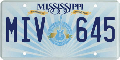 MS license plate MIV645