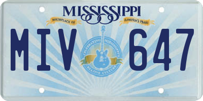 MS license plate MIV647