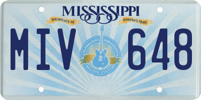MS license plate MIV648