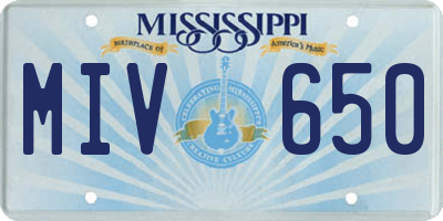 MS license plate MIV650