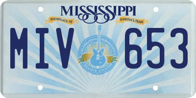 MS license plate MIV653