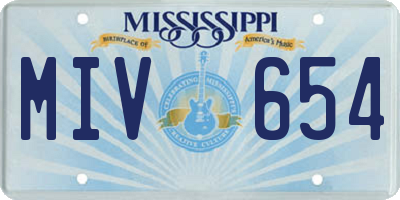 MS license plate MIV654
