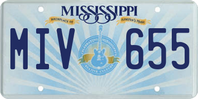 MS license plate MIV655