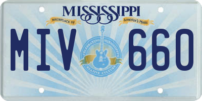 MS license plate MIV660