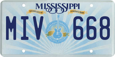 MS license plate MIV668