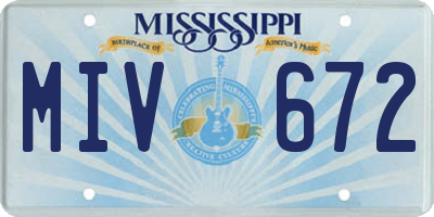 MS license plate MIV672