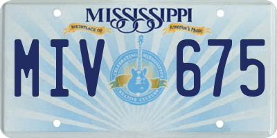 MS license plate MIV675