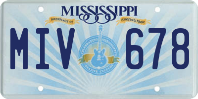 MS license plate MIV678