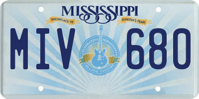 MS license plate MIV680